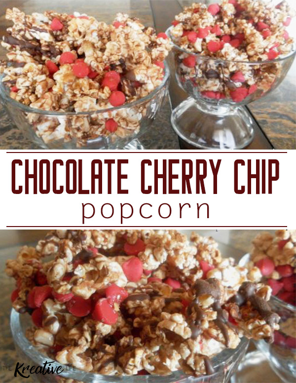 Chocolate Cherry Chip Popcorn - The Kreative Life