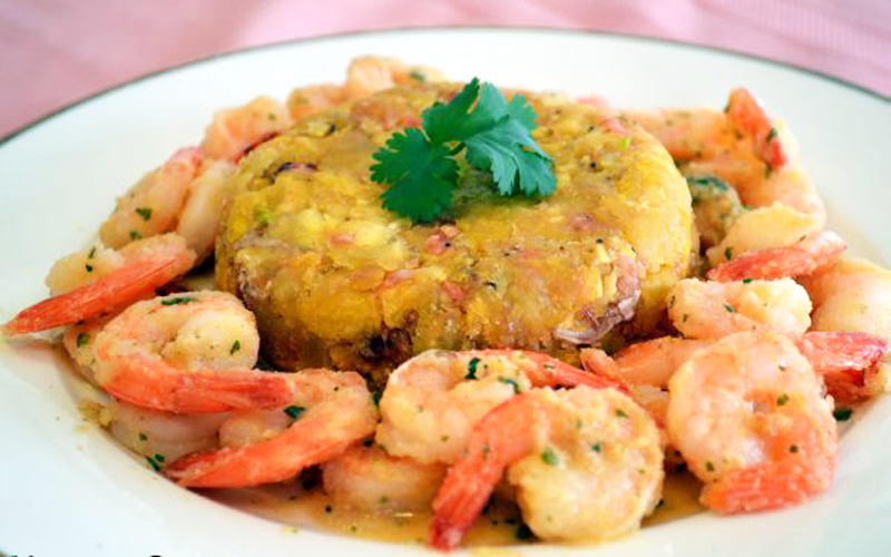 Shrimp Mofongo (Puerto Rican Plantain Dish)