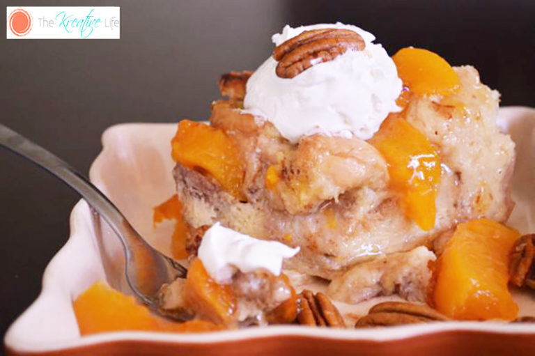 Loaded French Toast Casserole with Peaches