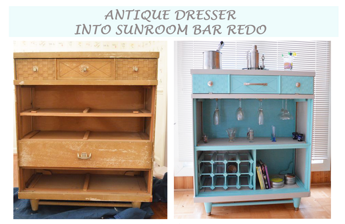 Antique Dresser Into Sunroom Bar Redo